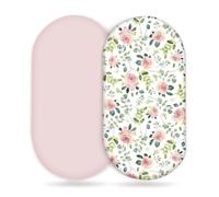 Odot Diaper Changing Pad Covers 2 Pack Cot Fitted Sheets for Boys Girls, Baby Newborn Bedside Cribs Bassinet Sheets, Soft Breathable Cotton Cot Mattress Protector Easy Care (Pink Rose,82x41cm)