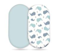 Odot Diaper Changing Pad Covers 2 Pack Cot Fitted Sheets for Boys Girls, Baby Newborn Bedside Cribs Bassinet Sheets, Soft Breathable Cotton Cot Mattress Protector Easy Care (Blue Whale,82x41cm)