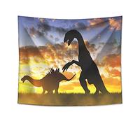 Odot Dinosaur Tapestry Wall Hanging, 3D Creative Animal Element Pattern Polyester Art Tapestries Yoga Mat Rugs for Room Home Wall Decoration (90x64cm,Twilight Dinosaur)