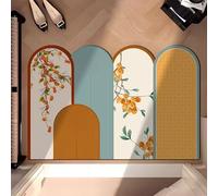 Odot Dirt Trapper Door Mat Indoor, Retro New Chinese Style Non-slip Doormats Inside, Entrance Mats Soft Floor Carpet Rug, Dog Doormat, Muddy Shoes & Paws, Bathroom, Kitchen (Orange,50x80cm)