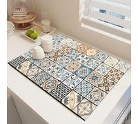Odot Dish Drainer Mat, Moroccan Style Non Slip Washable Drainer Mat Dish Drying Mats for Kitchen, Nanofiber Diatomaceous Earth Multifunctional Drying Mat (Sky Blue,40x50cm)
