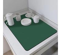 Odot Dish Drainer Mat, Non Slip Drainer Mat Washable Dish Drying Mats for Kitchen Nanofiber Diatomaceous Earth Multifunctional Drying Mat -Pure Colour (Dark Green,40x50cm)