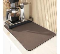 Odot Dish Drainer Mat, Non Slip Washable Drainer Mat Solid Colour Dish Drying Mats for Kitchen Nanofiber Diatomaceous Earth Multifunctional Drying Mat (50x60cm,Coffee)