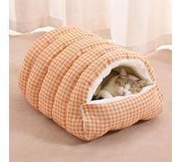 Odot Dog Cat Bed Medium Small size Dogs, 2-in-1 Rectangle Washable Pet Bed for Cats Puppy Crate, Calming Dog Sofa, Soft and Fluffy, Non-Slip (Orange,S)