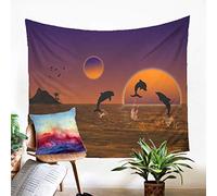 Odot Dolphin Printing Tapestry Wall Hanging, Wall Art Tapestries Decor Beach Towel Blanket Table Cloth Yoga Mat Rugs Bedsheet for Dorm Home Decor (90x64cm,E)