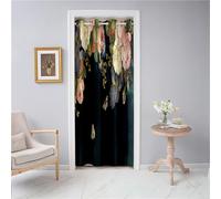 Odot Door Curtain Thermal Blackout Curtains mit Eyelet for Bedroom Kitchen Window, Elegant Butterfly Floral Single Curtain, 1 PANEL Home Partition Curtain Decorative (Black,66x90)
