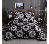 Odot Duvet Cover Set 3 Pieces, Soft Microfiber Romantic 3D Bohemia Mandala Printed Zipper Closure Double Hypoallergenic Bedding Set with 2 Pillow Cases ???? (Single-135x200cm-2pcs,black)