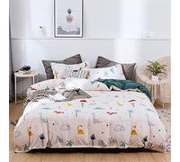 Odot Duvet Cover Set Bedding Set 3 Pieces Single Double Super King Size, Girls Boys Zoo Microfiber Ultra Soft Anti-Allergic with Quilt Cover Pillow Cases (Double-200x200cm,Dinosaur)