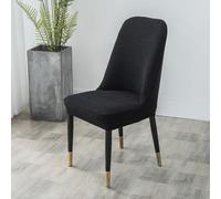 Odot Elastic Jacquard Chair Covers, Armless Curved Dining Chairs Set of 2/4/6/8, Shaker Fleece Seat Covers Washable, High Back Dining Chair Covers for Restaurants (Black,Set of 2)