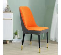 Odot Elastic Jacquard Chair Covers, Armless Curved Dining Chairs Set of 2/4/6/8, Shaker Fleece Seat Covers Washable, High Back Dining Chair Covers for Restaurants (Orange Grey,Set of 4)