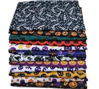 Odot Fat Quarters Fabric Bundles, DIY Textile Fabric Sheets for Craft Soft Thick Material for Sewing Patchwork Crafting Multi-Colour Sewing Material for Crafts (12pc-Halloween,20 * 25cm)