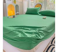 Odot Fitted Sheet Single Double King Size Bed, All Around Elastic Fitted Sheet Solid Color Deep Pocket Fitted Sheets Breathable Microfibre Bed Sheets Fitted Bed Sheet (Green,90x200x30cm)
