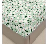 Odot Fitted Sheet Single Double King Size Bed, Flower Pattern All Around Elastic Fitted Sheet Deep Pocket Fitted Sheets Microfibre Bed Sheets Fitted Bed Sheet (Flower Green Leaf,90x200+30cm)