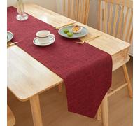 Odot Flax Autumn Table Runner, Seasonal Fall Winter Machine Washable Kitchen Dining Table Decoration long tablecloth, for Thanksgiving Events Halloween Party Decor (33x210cm,Burgundy)