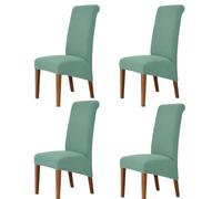 Odot Green Chair Covers, Dining Chair Covers Set of 4, Stretch Corn Velvet Dining Room Slipcovers, Washable Removable High Back Slipcovers