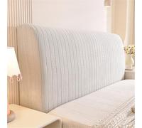 Odot Headboard Cover for Single Double King Size Bed, Striped Jacquard All-inclusive Stretch Dustproof Washable Bed Head Protector Cover for Upholstered Padded Headboard Bedroom (Light Gray,230x80cm)