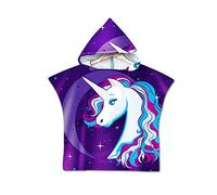 Odot Kids Hooded Towel Poncho, Original Children's Light Weight Microfiber Changing Robe hooded Boys and Girls Hooded Towelling Poncho Surf Wetsuit Changing (60x80cm,Dark purple)