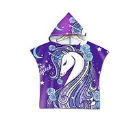 Odot Kids Hooded Towel Poncho, Original Children's Light Weight Microfiber Changing Robe hooded Boys and Girls Hooded Towelling Poncho Surf Wetsuit Changing (60x80cm,Purple)