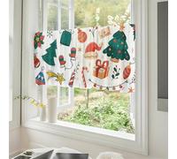 Odot Kitchen Valance Curtain with Rod Pocket, 3D Christmas Print Short Curtains, Non Sheer Voiles Valance Pelmet for Bathroom, Cabinet, Small Windows,Living Room,Bedroom, W132xH45cm