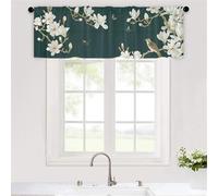 Odot Kitchen Valance Curtain with Rod Pocket, Chinese Style Small Cafe Short Curtains Tiers, Valance Pelmet for Bathroom Cupboard, Cabinet, Small Windows, Bedroom (Dark green,W175xH55cm)