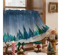 Odot Kitchen Valance Curtain with Rod Pocket, Christmas Eve Small Cafe Short Curtains Tiers, Valance Pelmet for Bathroom Cupboard, Cabinet, Small Windows, Living Room (blue,55x145cm)