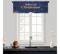 Odot Kitchen Valance Curtain with Rod Pocket, Christmas Pattern Short Curtains, Non Sheer Voiles Valance Pelmet for Bathroom, Cabinet, Small Windows,Living Room,Bedroom (Merry Christmas,W120xH60cm)
