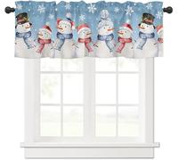 Odot Kitchen Valance Curtain with Rod Pocket, Cute Snowman Small Cafe Short Curtains Tiers, Valance Pelmet for Bathroom Cupboard, Cabinet, Small Windows, Living Room (Blue 1,45x175cm)