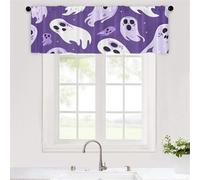 Odot Kitchen Valance Curtain with Rod Pocket, Halloween Prints Small Cafe Short Curtains Tiers, Valance Pelmet for Bathroom Cupboard, Cabinet, Small Windows, Bedroom (Purple,W90xH60cm)