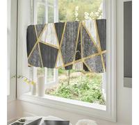 Odot Kitchen Valance Curtain with Rod Pocket, Marble Print Short Curtains, Not Sheer Voiles Valance Pelmet for Bathroom, Small Windows,Living Room,Bedroom (Dark Gray,W137xH45cm)