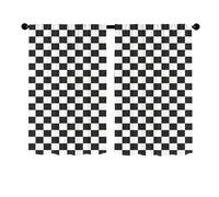 Odot Kitchen Valance Curtain with Rod Pocket, Simple Striped Texture 2 Panels Short Curtains, Non Sheer Voiles Valance Pelmet for Small Windows, Living Room, Bedroom (Black White,W65xH90cm)