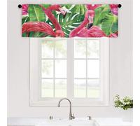 Odot Kitchen Valance Curtain with Rod Pocket, Tropical Plants Small Cafe Short Curtains Tiers, Valance Pelmet for Bathroom Cupboard, Cabinet, Small Windows, Bedroom (Green 4,W120xH45cm)