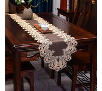 Odot Lace Autumn Table Runner, Seasonal Fall Winter Machine Washable Kitchen Dining Table Decoration long tablecloth, for Thanksgiving Events Halloween Party Decor (40x100cm,Brown gilt)