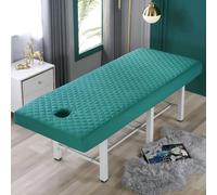 Odot Massage Bed Sheet with Face Hole, Quilting Beauty Bed Cover Thick Couch Cover Salon SPA Sheets Washable Reusable Elastic Cord Edge All-Round Wrap Fitted Sheet (Green,80x190cm)