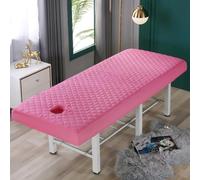 Odot Massage Bed Sheet with Face Hole, Quilting Beauty Bed Cover Thick Couch Cover Salon SPA Sheets Washable Reusable Elastic Cord Edge All-Round Wrap Fitted Sheet (Pink,70x190cm)