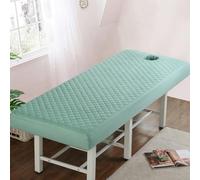 Odot Massage Bed Sheet with Face Hole, Solid Colors Beauty Bed Cover Thick Couch Cover Salon SPA Sheets Washable Reusable Elastic Cord Edge All-Round Wrap Fitted Sheet (Green,60x180cm)