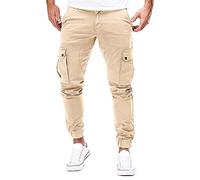 Odot Men's Sports Sweatpants Jogging Gym Trousers, Casual Slim Fit Overalls Elastic Waist Bottoms Tracksuit cargo Training Pants with Pockets for Workout Running (XL,Khaki)