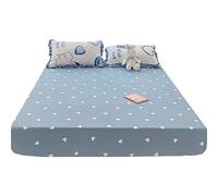 Odot Microfiber Fitted Sheet, Love Heart Pattern Fitted Sheets with Deep Pocket 28cm, Soft Breathable Bed Sheets, Single Double King Size Bed Sheet for Children Adult (150x200x28cm,Blue)
