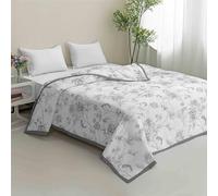 Odot Modern Classics Coverless Duvet 2.5 Tog Single Double King Size, Reversible Summer Quilted Duvet Throw Blanket for Sofa Bed, Soft Lightweight Bedspreads Bed Coverlet Throw (Plant,135x200cm)