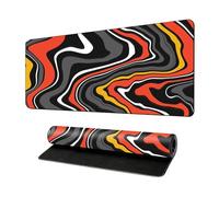 Odot Non-Slip Gaming Mouse Pad, Abstract Styles Desk Pad, Large Table Mat Stitched Edges Mouse Mat Mousepad for Gaming, Office, Everyday (Black Red,400x900x4mm)