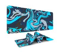 Odot Non-Slip Gaming Mouse Pad, Colorful Abstract Desk Pad, Large Table Mat Stitched Edges Mouse Mat Mousepad for Gaming, Office, Everyday (Black-Blue 1,400x800x3mm)