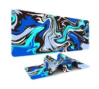 Odot Non-Slip Gaming Mouse Pad, Colorful Abstract Desk Pad, Large Table Mat Stitched Edges Mouse Mat Mousepad for Gaming, Office, Everyday (Black-Blue 2,400x900x3mm)