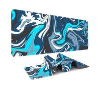 Odot Non-Slip Gaming Mouse Pad, Colorful Abstract Desk Pad, Large Table Mat Stitched Edges Mouse Mat Mousepad for Gaming, Office, Everyday (Black-Blue 3,300x800x3mm)