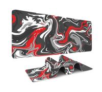 Odot Non-Slip Gaming Mouse Pad, Colorful Abstract Desk Pad, Large Table Mat Stitched Edges Mouse Mat Mousepad for Gaming, Office, Everyday (Black-Red 1,300x600x3mm)