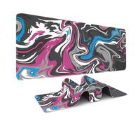 Odot Non-Slip Gaming Mouse Pad, Colorful Abstract Desk Pad, Large Table Mat Stitched Edges Mouse Mat Mousepad for Gaming, Office, Everyday (Black-Purple,400x800x3mm)