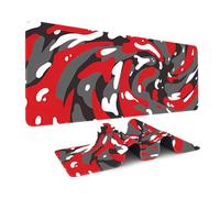 Odot Non-Slip Gaming Mouse Pad, Colorful Abstract Desk Pad, Large Table Mat Stitched Edges Mouse Mat Mousepad for Gaming, Office, Everyday (Black-Red,300x800x3mm)