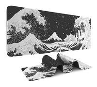 Odot Non-Slip Gaming Mouse Pad, Wave Print Desk Pad, Large Table Mat Stitched Edges Mouse Mat Mousepad for Gaming, Office, Everyday (Black 0,300x700x2mm)