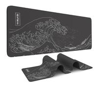 Odot Non-Slip Gaming Mouse Pad, Wave Print Desk Pad, Large Table Mat Stitched Edges Mouse Mat Mousepad for Gaming, Office, Everyday (Black 1,300x800x3mm)