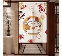 Odot Noren - Japanese Doorway Curtain Traditional Style Classical Print Hanging Door Tapestry Entrance Curtain For Sushi Kitchen Home Decoration (75x150cm,lucky cat)
