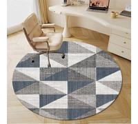 Odot Office Chair Mat for Carpeted and Hardwood Floor Protector, Round Non-Slip Computer Gaming Rolling Chair Desk Mat Multi-Purpose Protection Carpet for Wooden Floors (Gray-blue geometry,80cm)