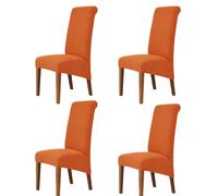Odot Orange Chair Covers, Dining Chair Covers Set of 4, Stretch Corn Velvet Dining Room Slipcovers, Washable Removable High Back Slipcovers